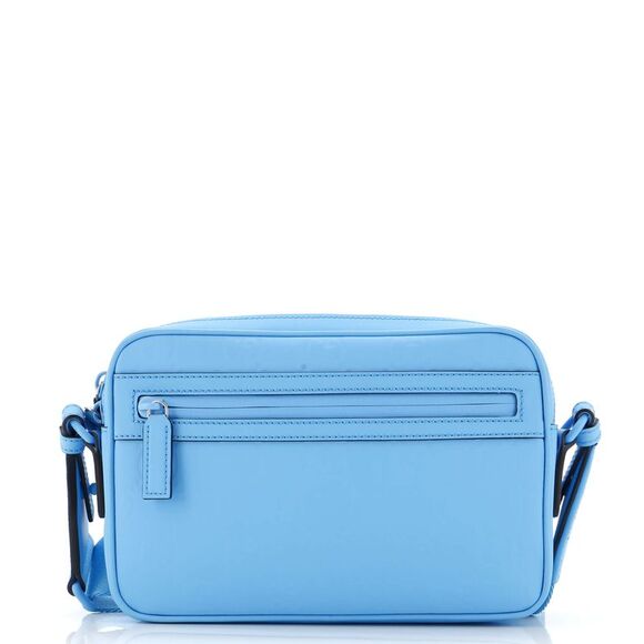 Gucci Front Zip Crossbody Bag GG Rubber Effect Leather Small Blue